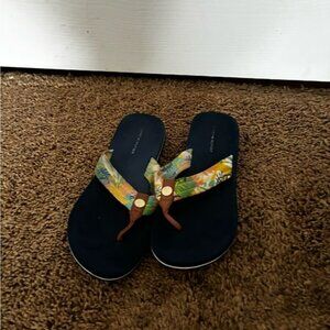 Tommy Hilfiger Floral Brown and Blue Slippers